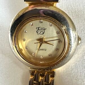Gold tone Quartz Women's Watch with diamond chips